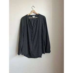 Jaclyn Smith Womens Blouse Top Black White Size XXL